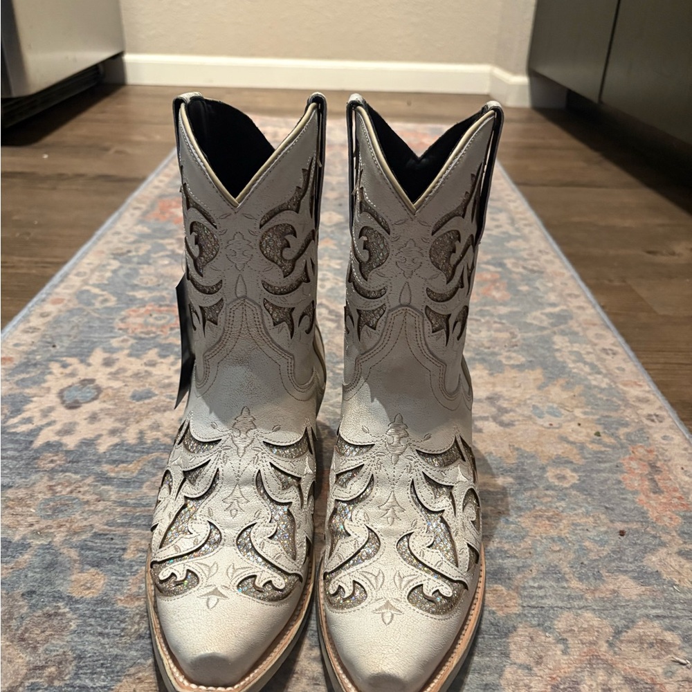 J.B. Dillon white sparkly cowboy boots